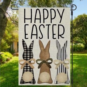 Happy Easter Bunnies  Garden Flag 12x18” New